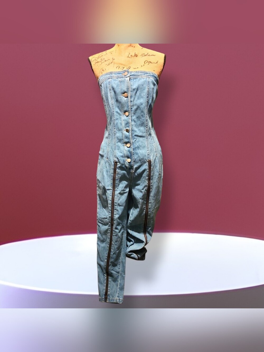 Athina Strapless Blue Denim Jumpsuit